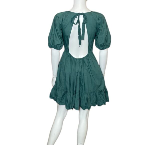 Peter Som Collective Women’s Green Puff Sleeve Dress With Pockets Sz 2 - Picture 5 of 7
